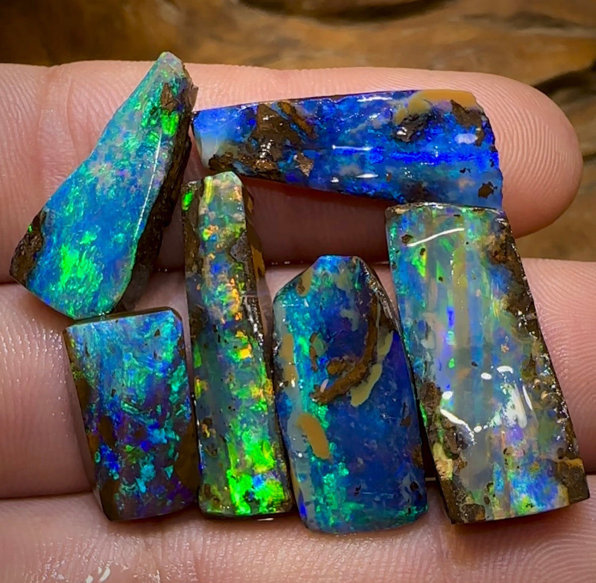 (Template) 69cts - 6x Australian Boulder Opal Rubs. TOP QUALITY - Opal Whisperers