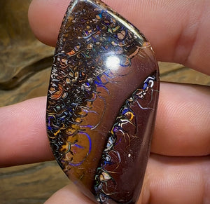 156.2cts - Fire Valley Large Yowah Nut Opal. Tribal Pattern Lanscape