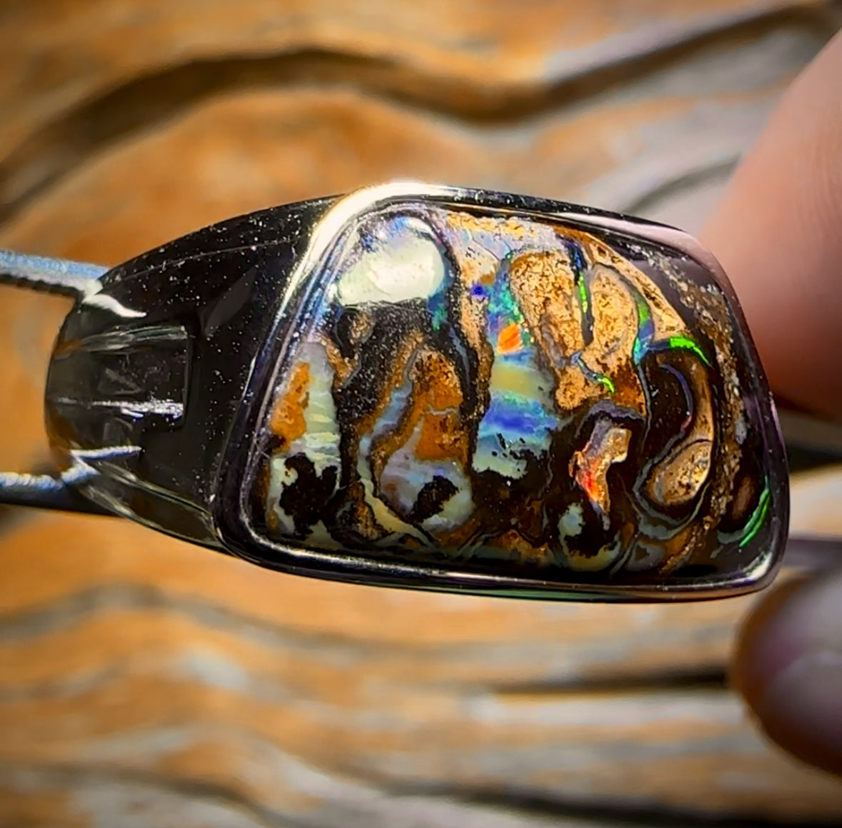 DADDY COOL Sterling Silver - Solid Tribal Boulder Opal Ring. Unisex