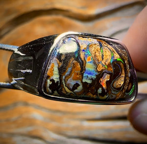 DADDY COOL Sterling Silver - Solid Tribal Boulder Opal Ring. Unisex