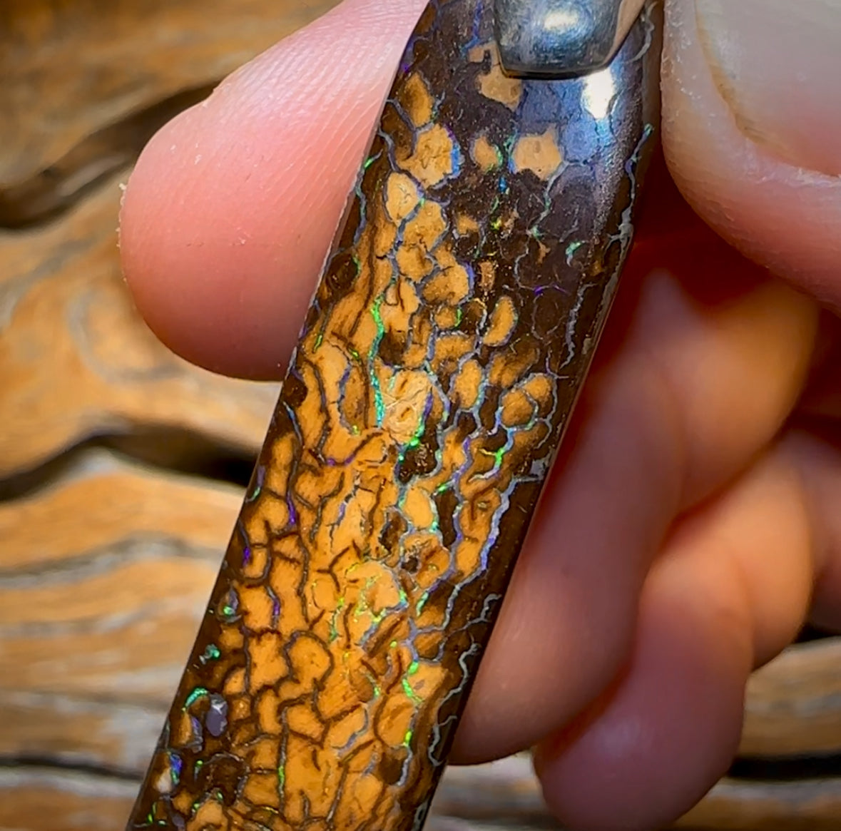 Huge Solid Queensland Boulder Opal Pendant Tribal Pattern with Free Bale fitting