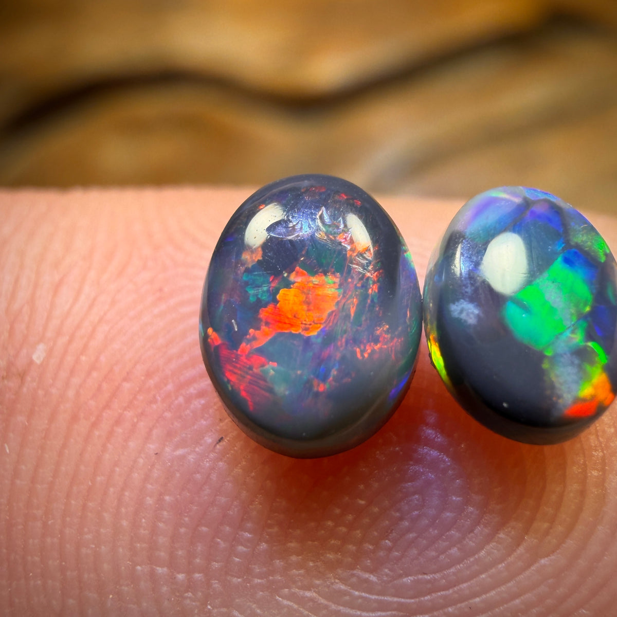 1.15cts - Lightning Ridge Red on Black Opal Pair