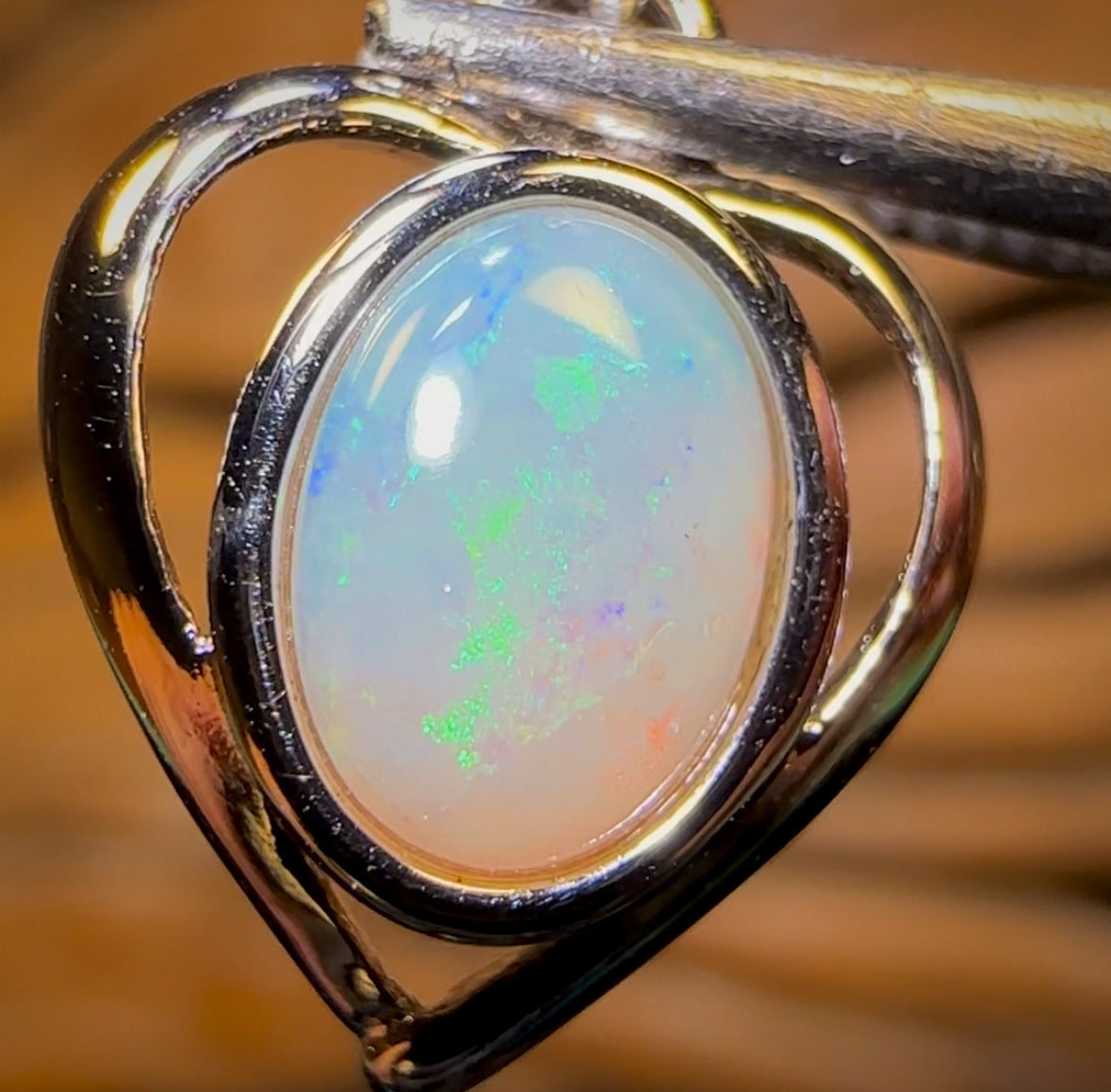 Sterling Silver - Solid South Australian White Opal Pendant