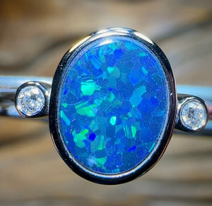 14k White Gold - Queensland Boulder Opal Doublet Ring Special Price