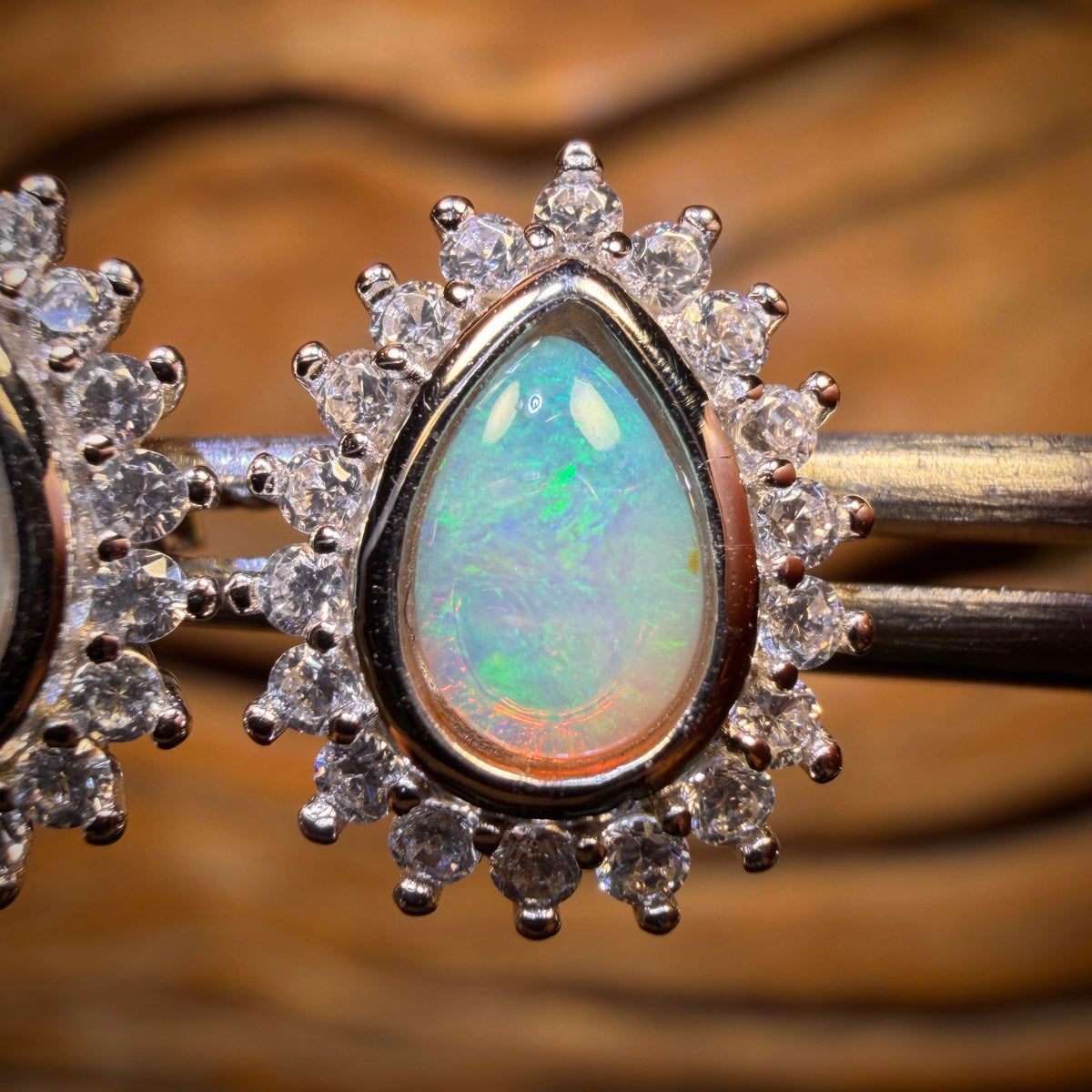 Sterling Silver - South Australian Crystal Opal Stud Earrings