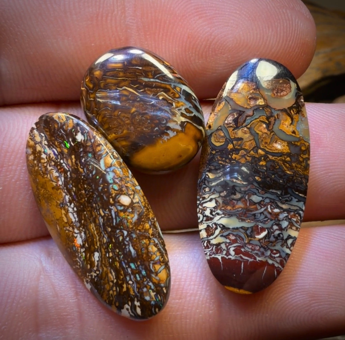 48 hour Vip Crazy Offer 49.3cts - 3x Australian Tribal Boulder Opal’s. Wholesale Dealers Parcel