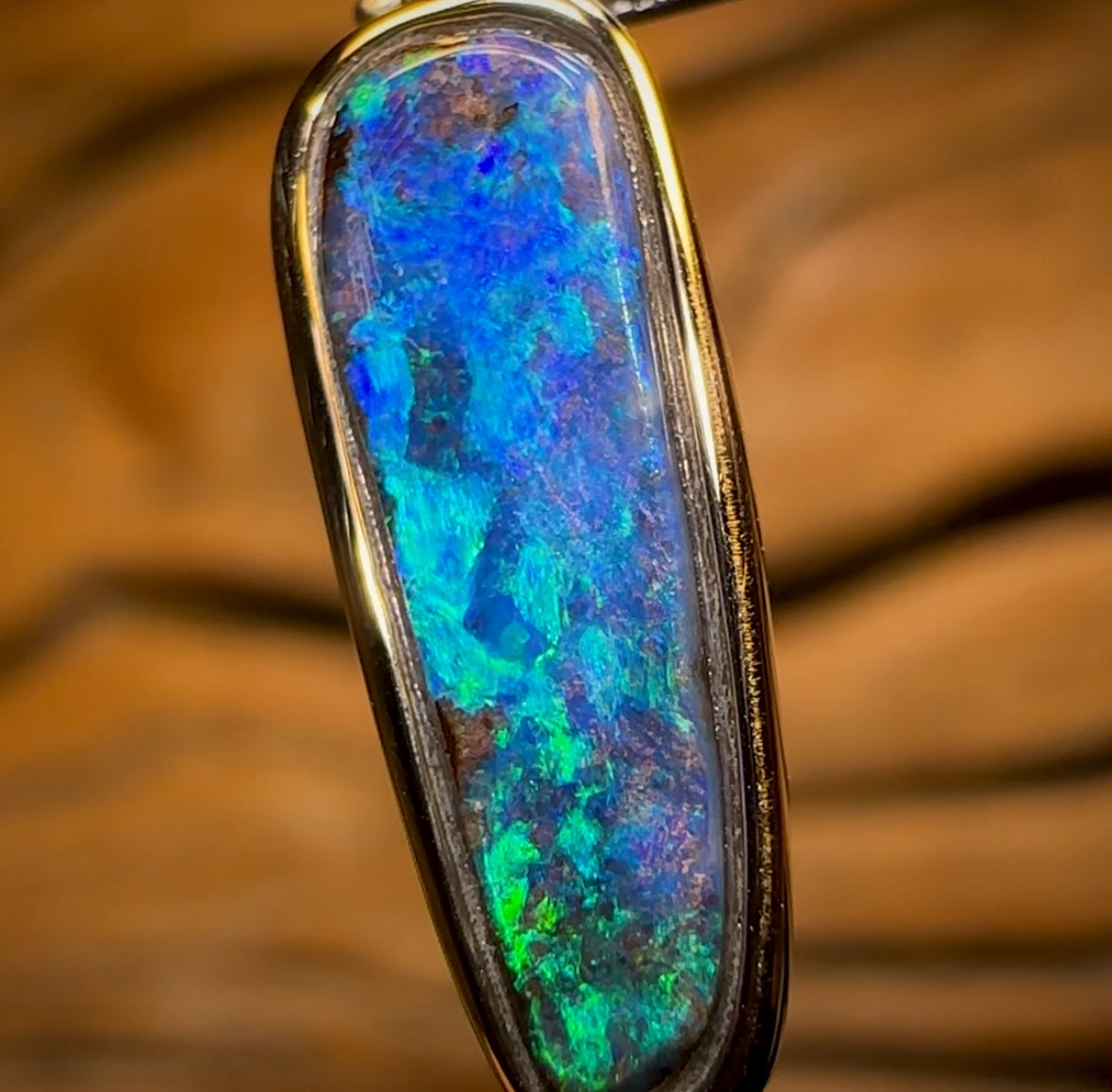 14k Gold - Solid Queensland Boulder Opal Pendant