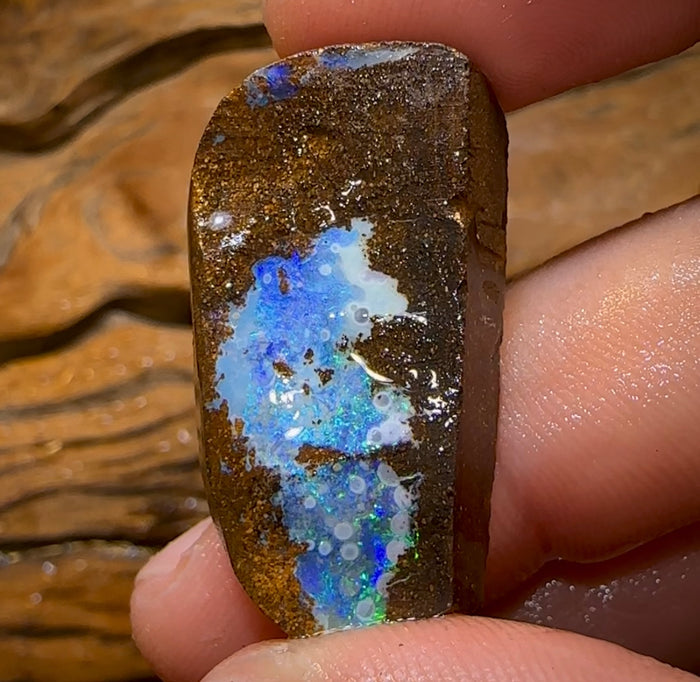 50.8cts - Australian Boulder Opal Rough Preform. Natural Split - Opal Whisperers
