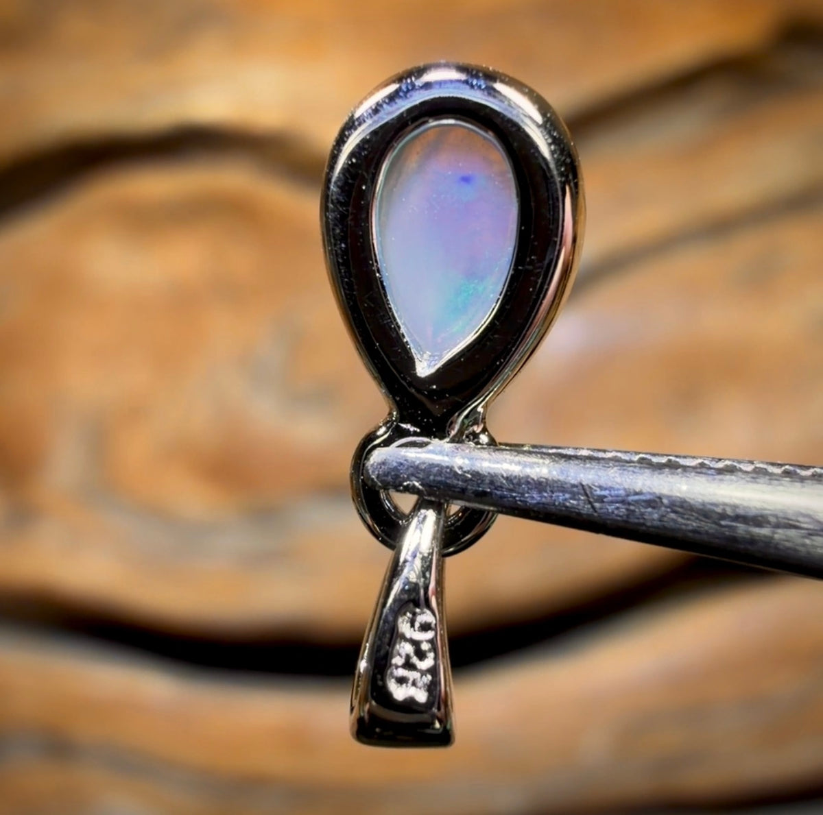 Sterling Silver - Solid South Australian Crystal Opal Pendant