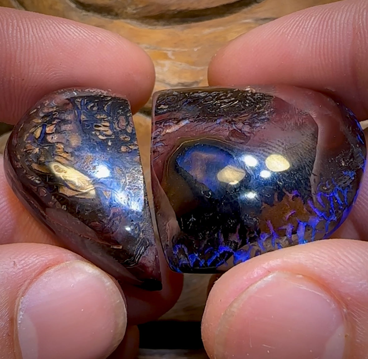 207.6cts -  “Celebrity Stone” Top Yowah Nut Opal Specimen Pair. Featured on OUTBACK OPAL HUNTERS!