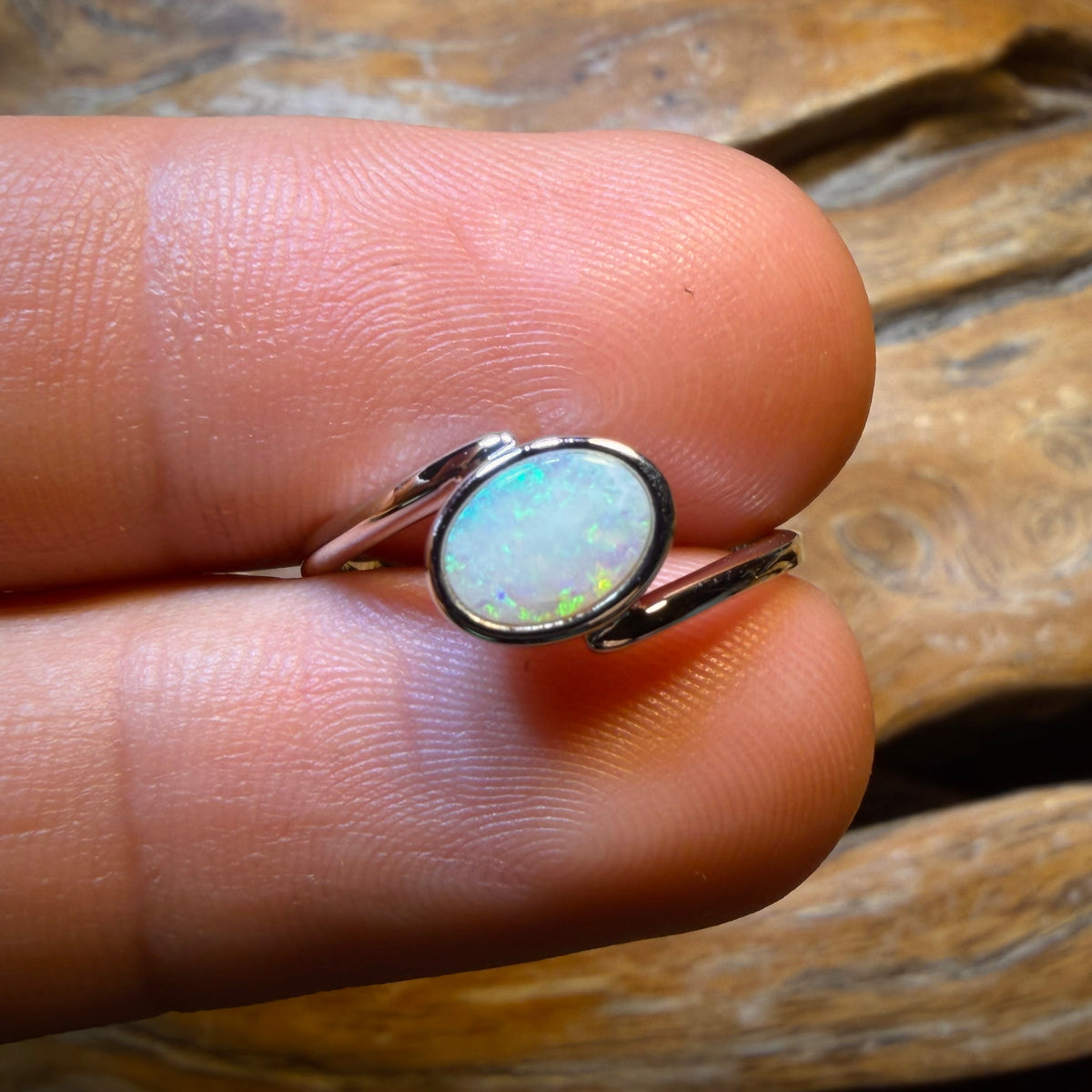 OpalFest BargainCard! Sterling Silver - Solid South Australian Crystal Opal Ring