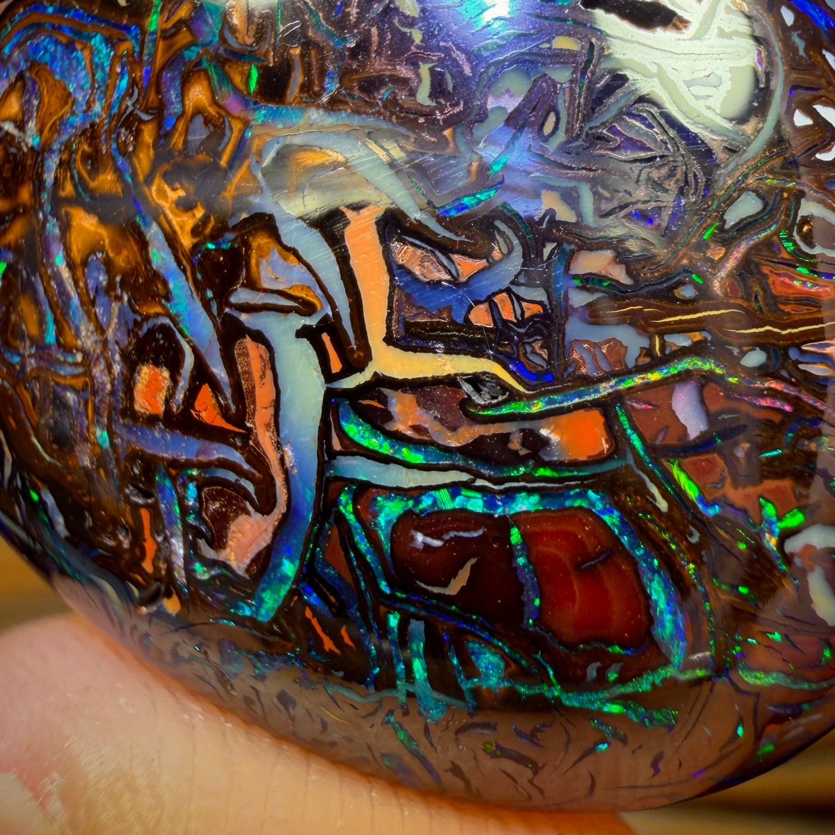 74.1cts - BEST Tribal Pattern! Australian Boulder Opal from Koroit