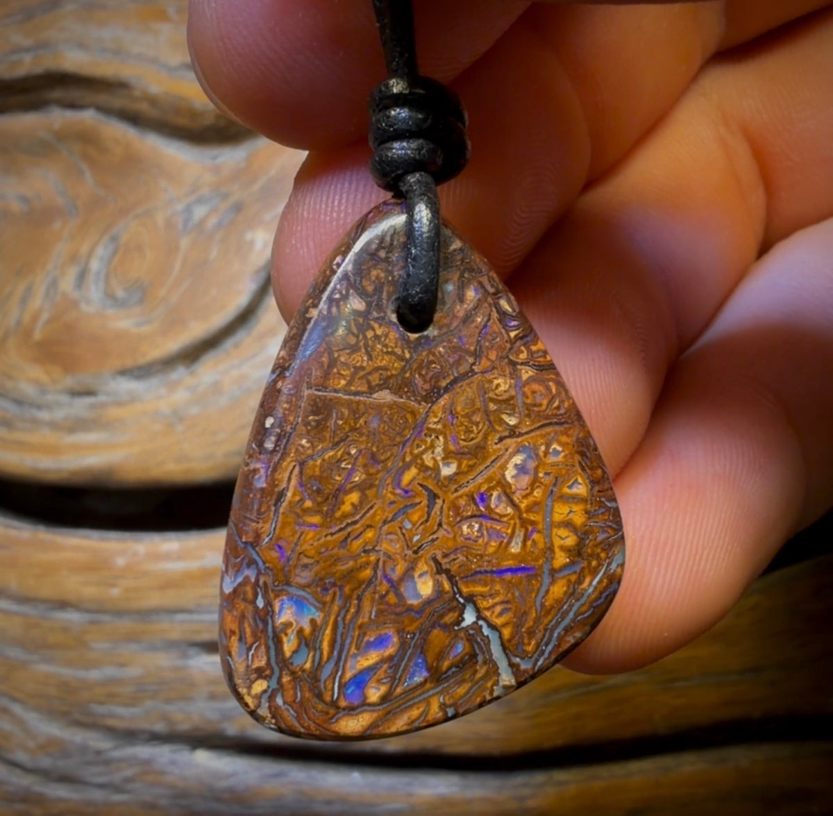 32 x 23mm - Drilled Tribal Queensland Boulder Opal Necklace