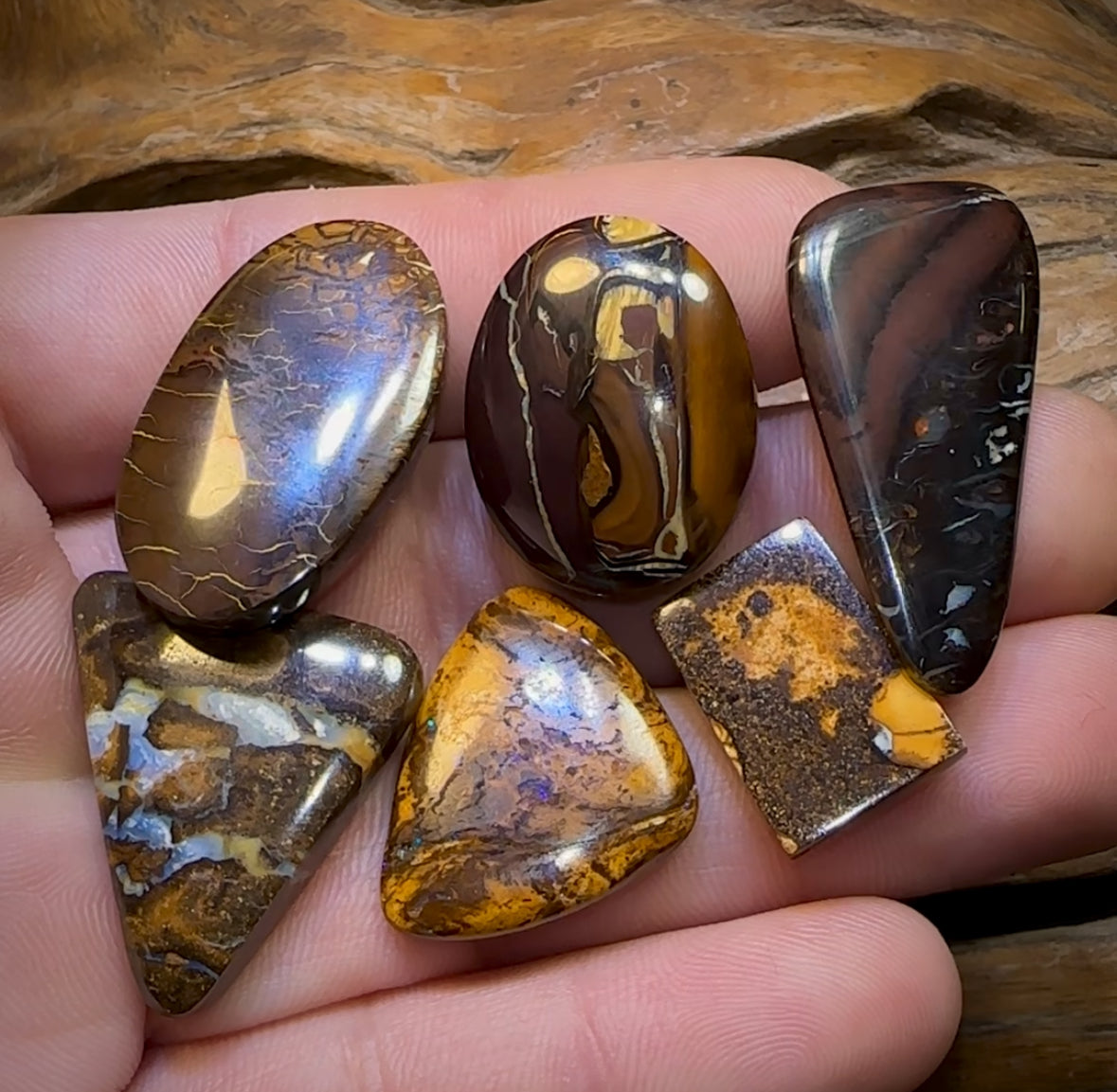 🔒154.9cts - 6x Finished Queensland Boulder Opal Dealers Parcel