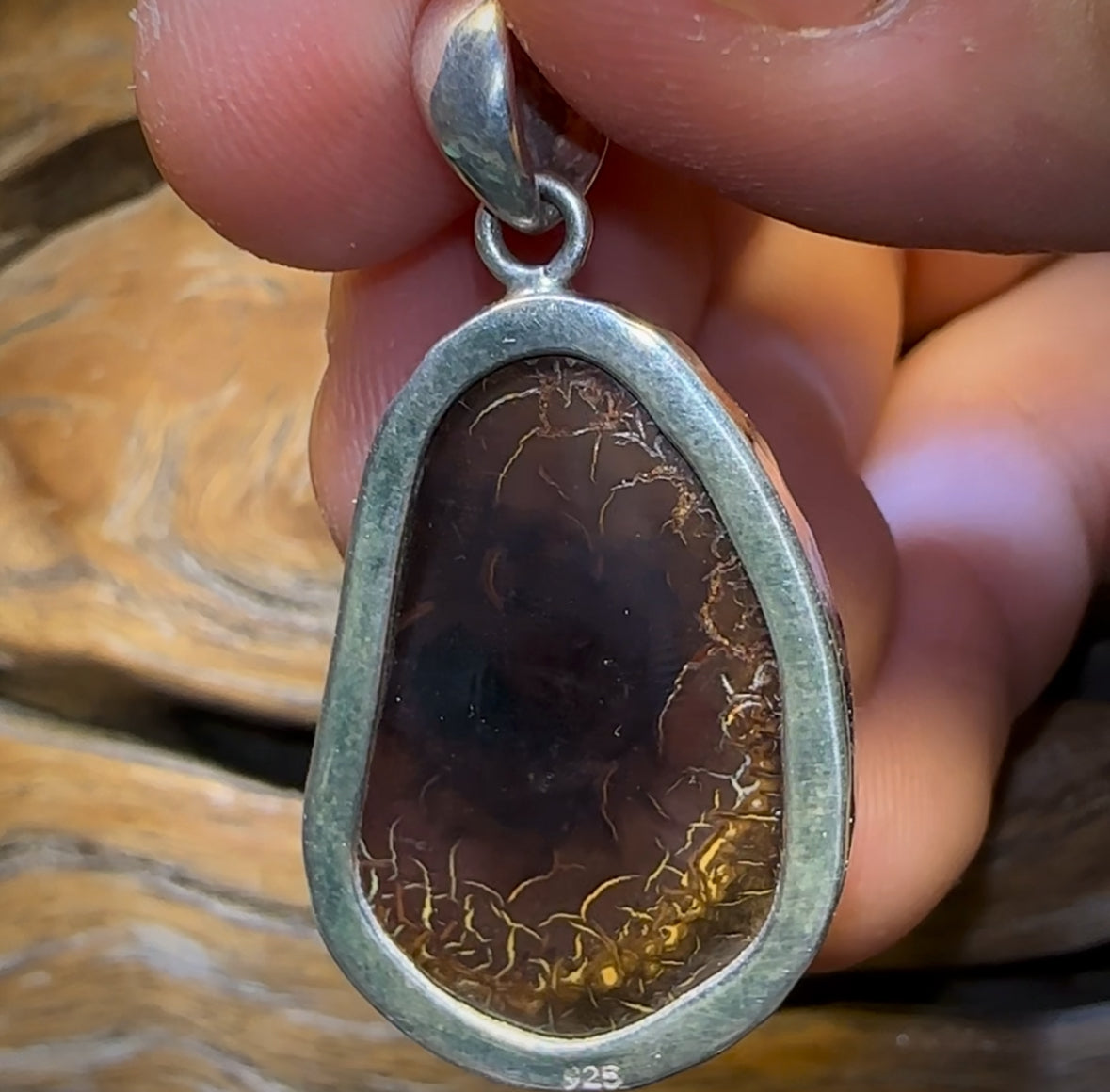 Sterling Silver - “Tribal Flames” Boulder Opal UNISEX Pendant