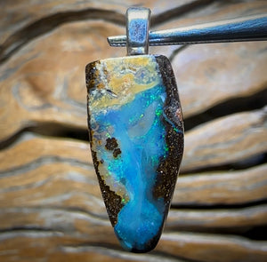 Solid Unisex Queensland Boulder Opal Pendant