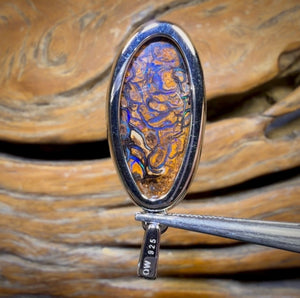 Sterling Silver - Solid Tribal Boulder Opal Pendant UNISEX