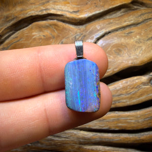 🔨 AUCTION 🔨 💎 High Roller Banger Auction 💎  “Blue Streams” Solid Queensland Boulder Seam Opal Pendant Full Face