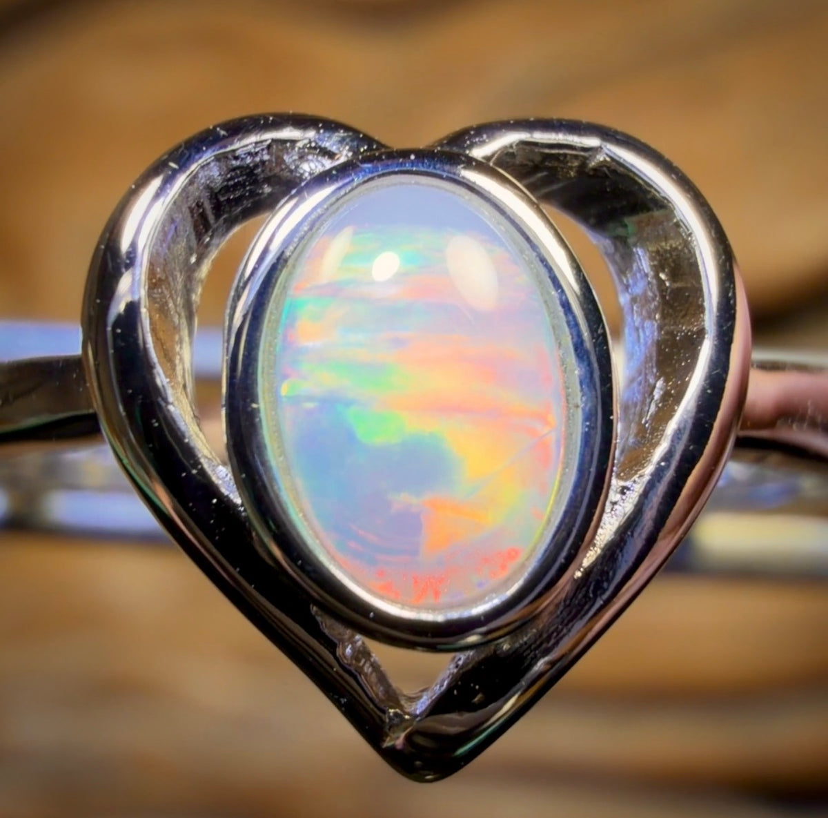 Bague en argent sterling avec opale de cristal d'Australie du Sud