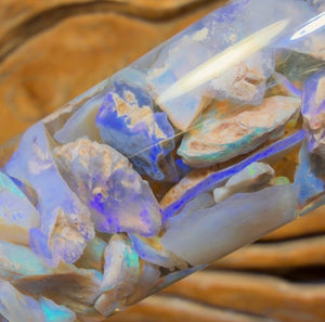 57.9cts - Rare Mintabie Rough Opal Vial. South Australian Opal