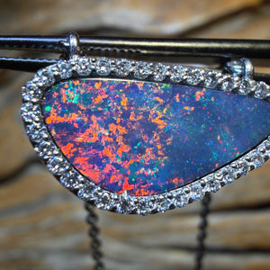 TGIF Sterling Silver - Queensland Boulder Opal Doublet Pendant Red