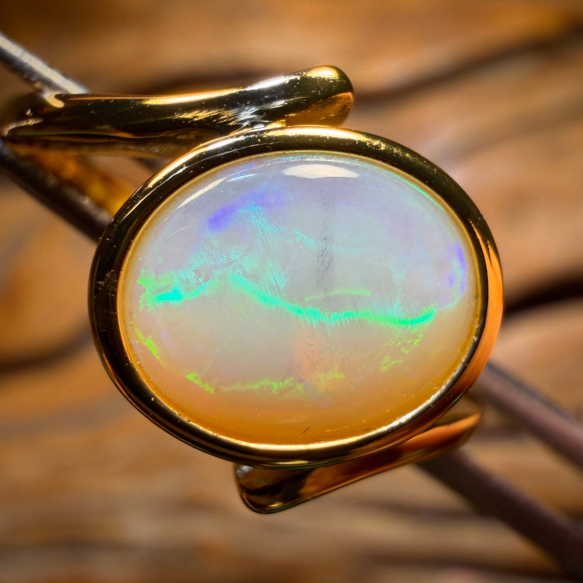 Sterling Silver G.P. - Solid South Australian Crystal Opal Ring