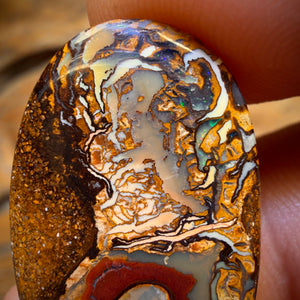 20.5cts - Eye pair 1/2 Tribal Queensland Boulder Opal Unique Picture Stone. Australian Opal