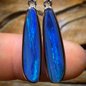 Sterling Silver - Australian Boulder Opal Doublet Drop Stud Earrings