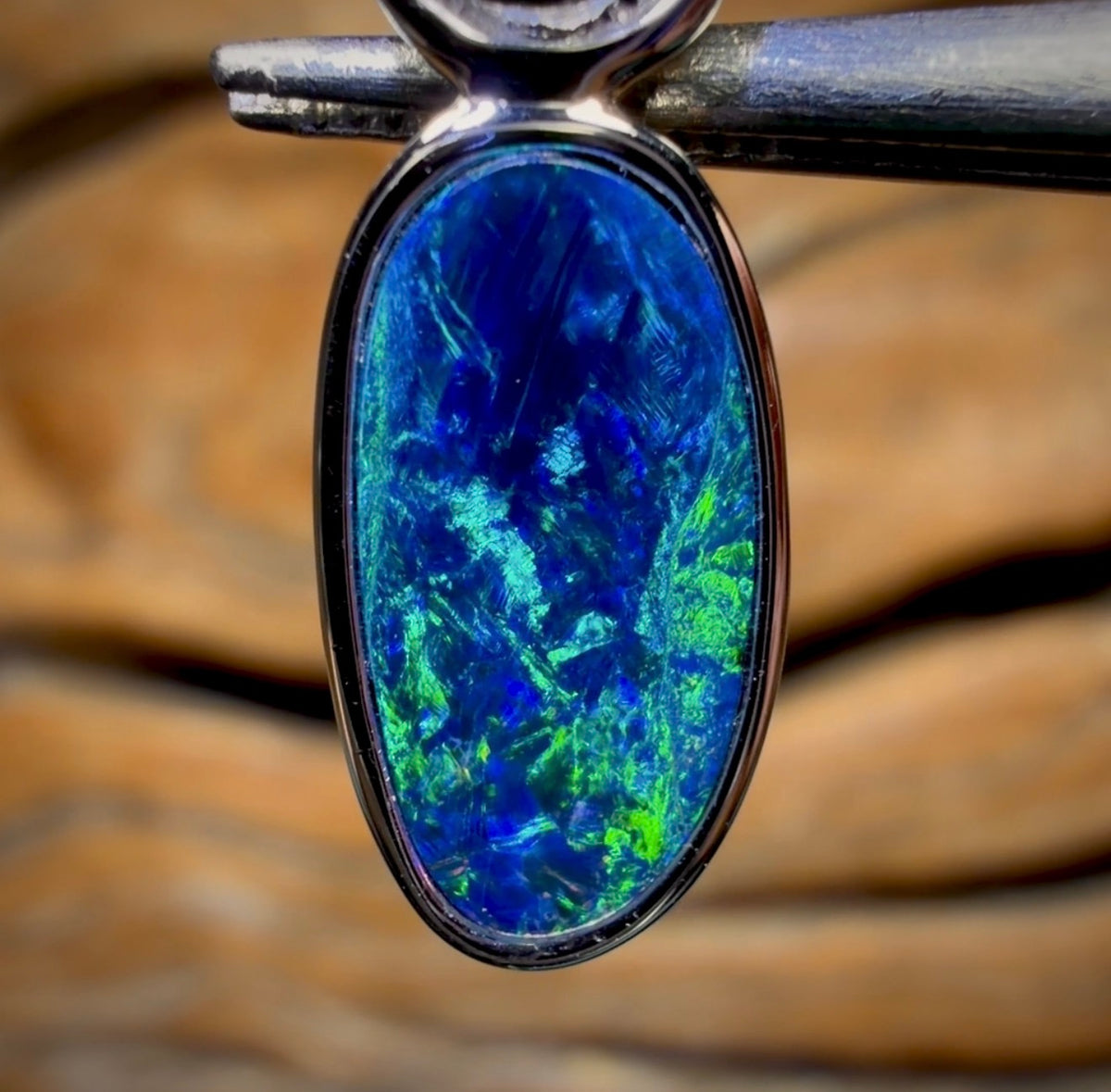 14k White Gold - “Shell Bale” Queensland Boulder Opal Doublet Pendant