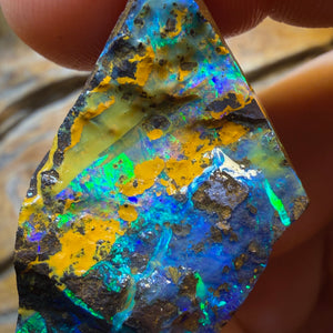 Dad Card! 293cts - Top Queensland Boulder Seam Opal Rough Pair. Natural Split