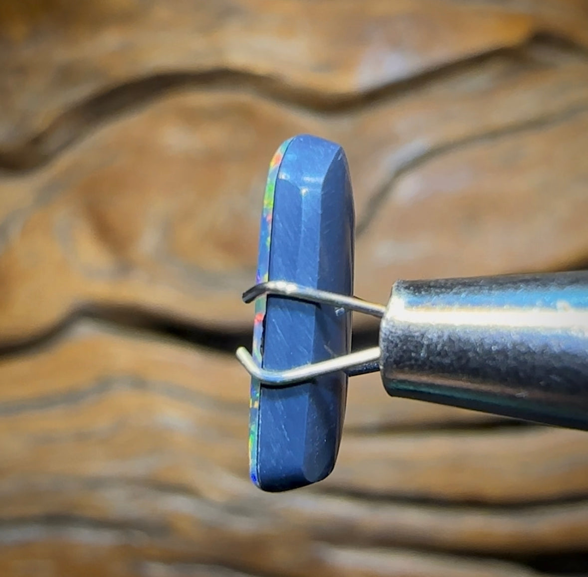 1.6cts - “Fire Flash”Lightning Ridge Old School Black Opal Doublet - Opal Whisperers