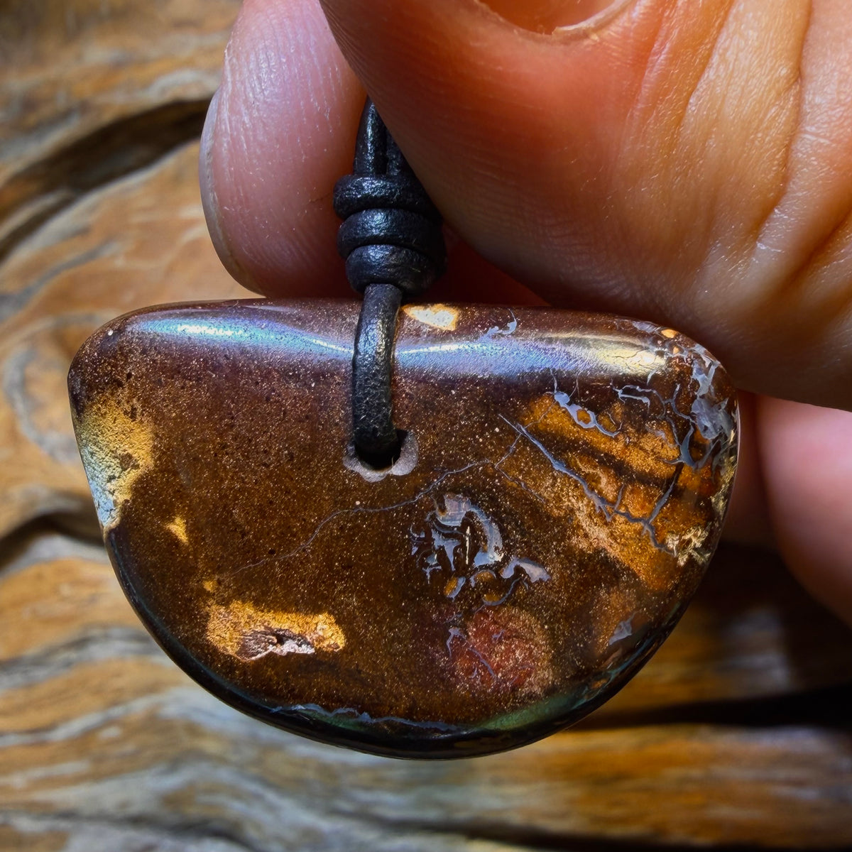 Opalfest Wildcard! 33 x 21mm - Drilled Tribal Queensland Boulder Opal Necklace