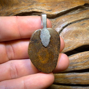 Solid Tan Tribal Queensland Boulder Opal Pendant