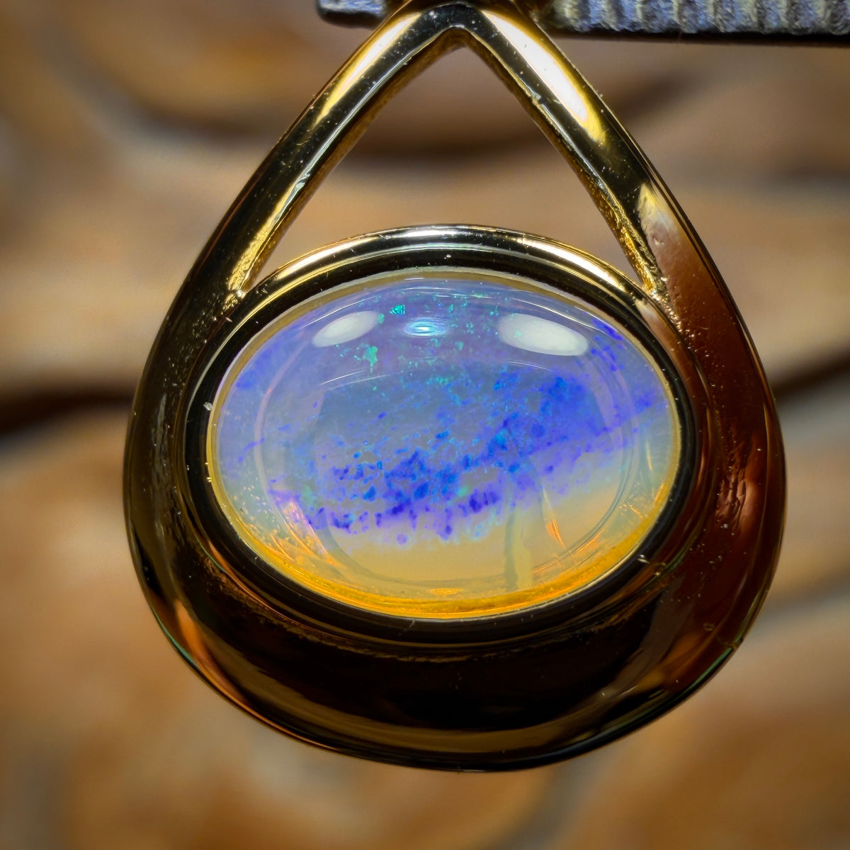 Sterling Silver Gold Plated - Solid South Australian Crystal Opal Pendant