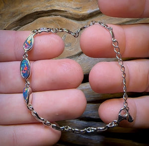 Sterling Silver - Australian Boulder Doublet Opal Bracelet