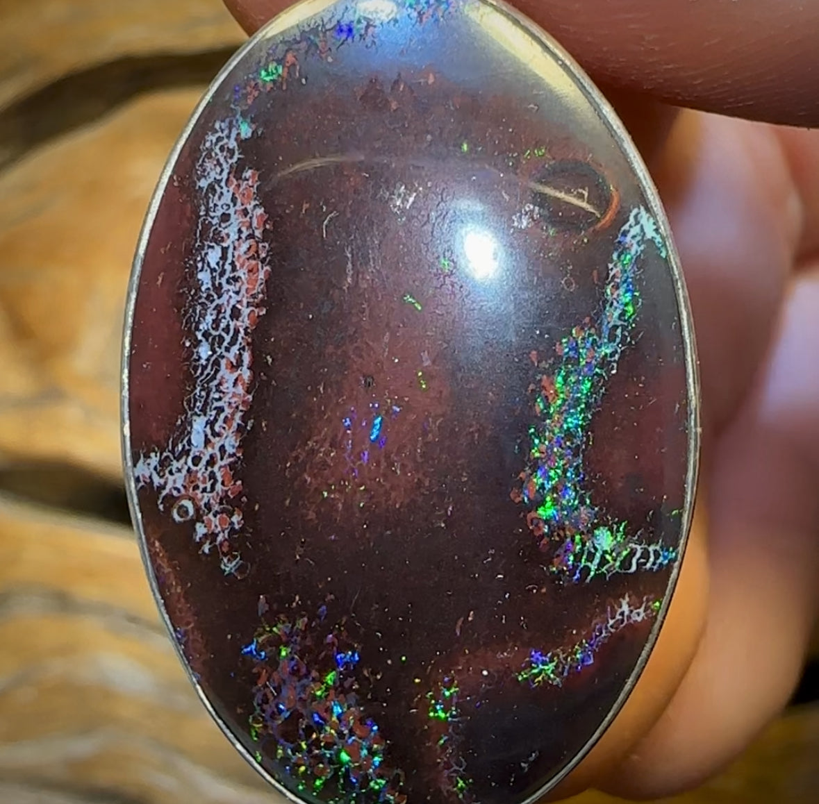 Sterling Silver - Tribal Boulder Opal UNISEX Pendant