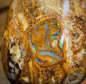 26 x 20mm - Drilled Boulder Opal Pendant w/ Eco Friendly Vegan Cord