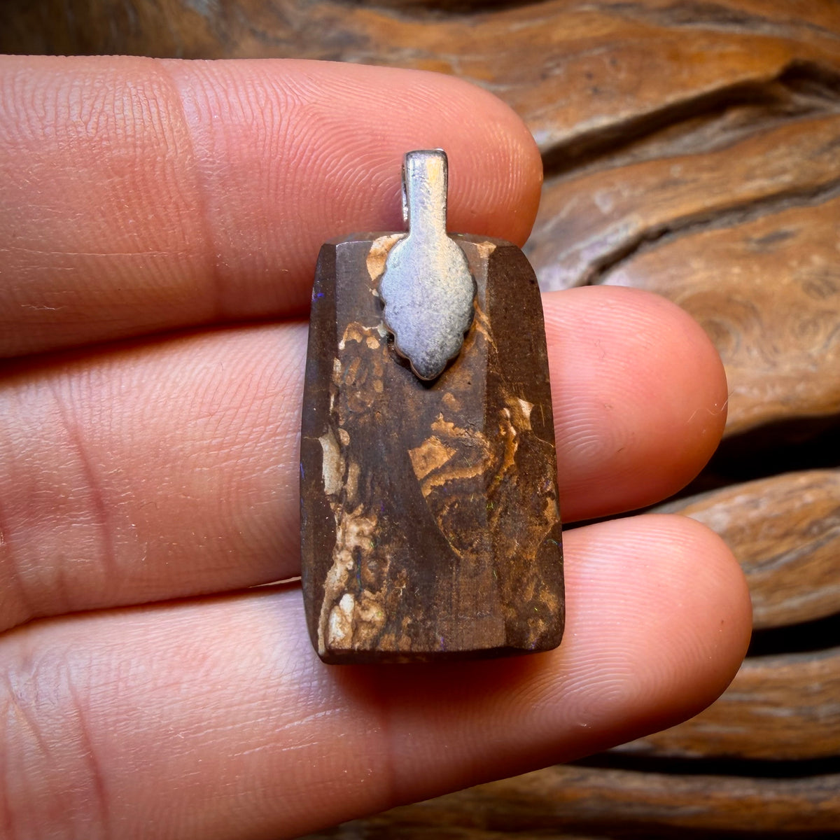 Wild Card! Solid Queensland Boulder Opal Pendant