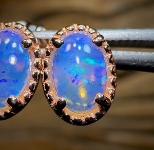 Sterling Silver Plated - South Australian Crystal Opal Stud Earrings