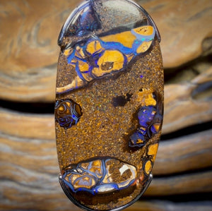 Sterling Silver - “witchetty grubs” Solid Tribal Boulder Opal Pendant UNISEX