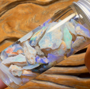 55.5cts - Rare Mintabie Rough Opal Vial. South Australian Opal