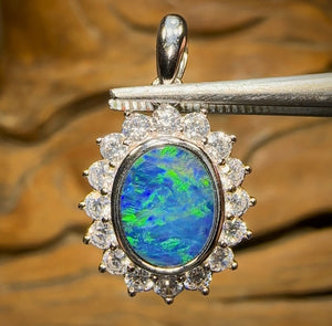 Sterling Silver - Australian￼ Boulder Opal Doublet Pendant Princess Diana - Opal Whisperers