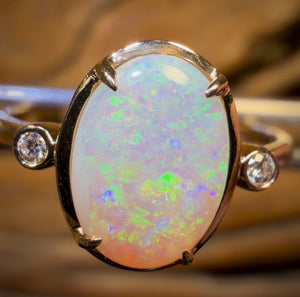 14k Gold - Solid South Australian Crystal Opal Ring