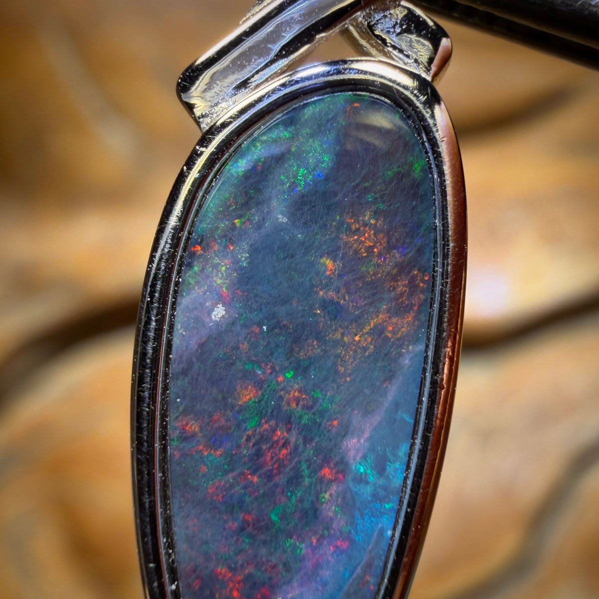 Sterling Silver - Australian Boulder Opal Doublet Pendant Half Price Bargain