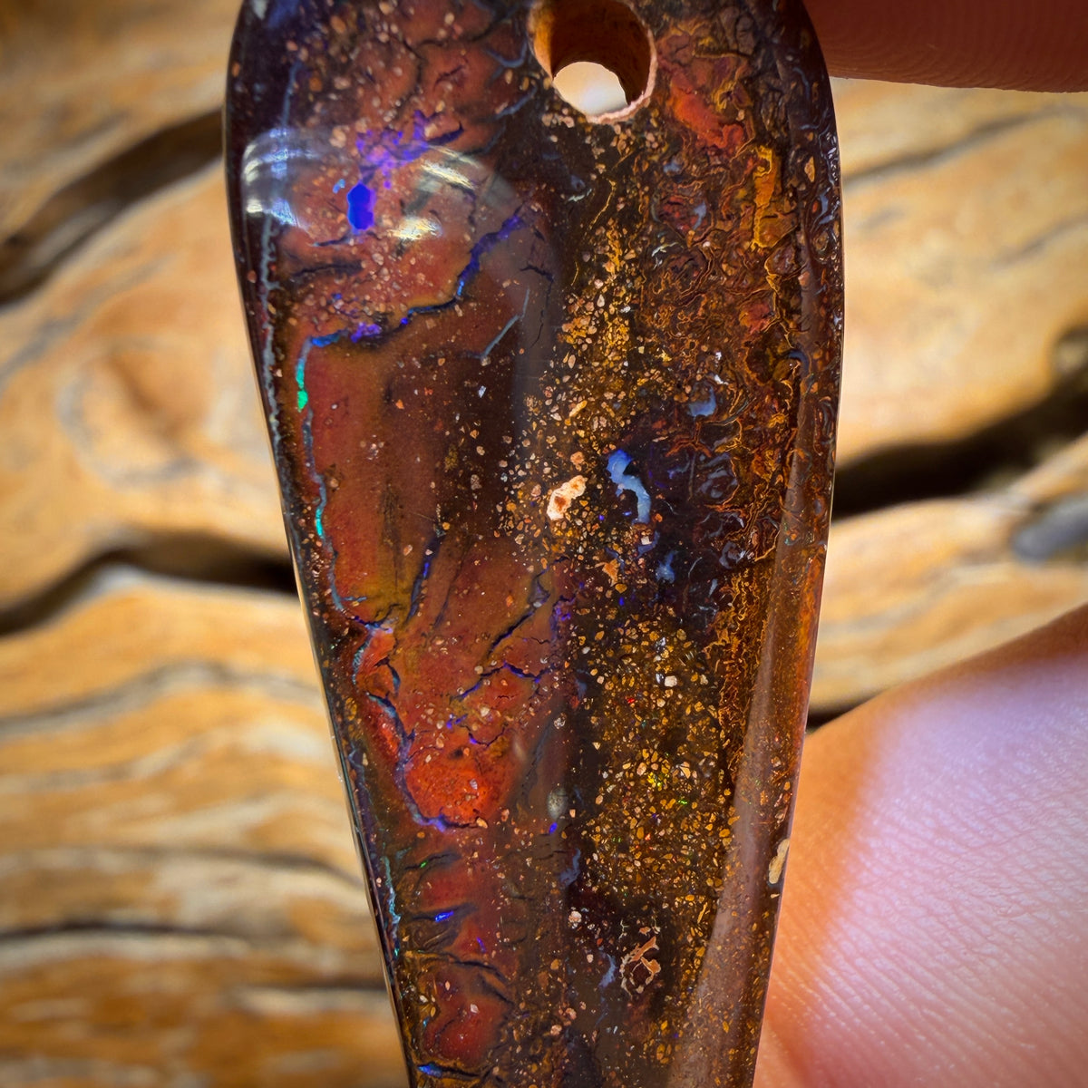 56 x 19mm - Drilled Tribal Queensland Boulder Opal
