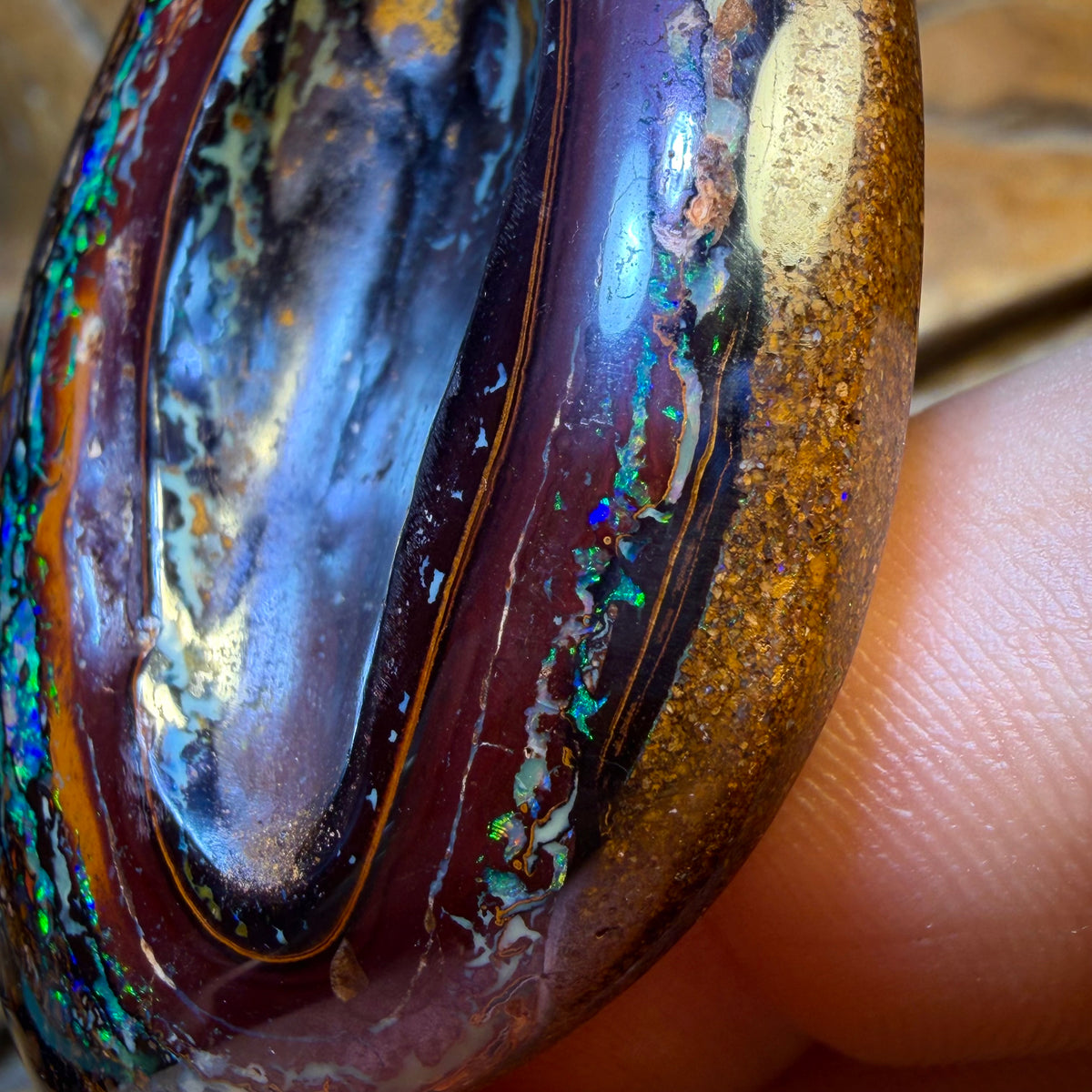 OpalFest BargainCard! 144.9cts - “Thumb Print” Tribal Queensland Boulder Opal. Dremelled Face