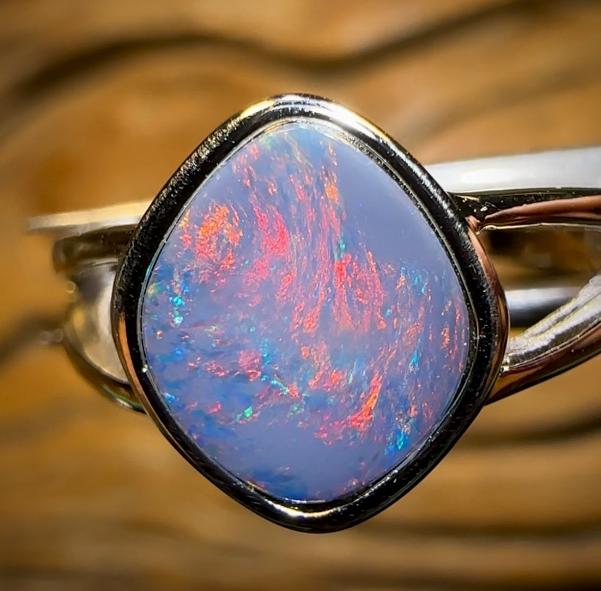 Sterling Silver - Queensland Boulder Opal Doublet Ring Half Price BARGAIN
