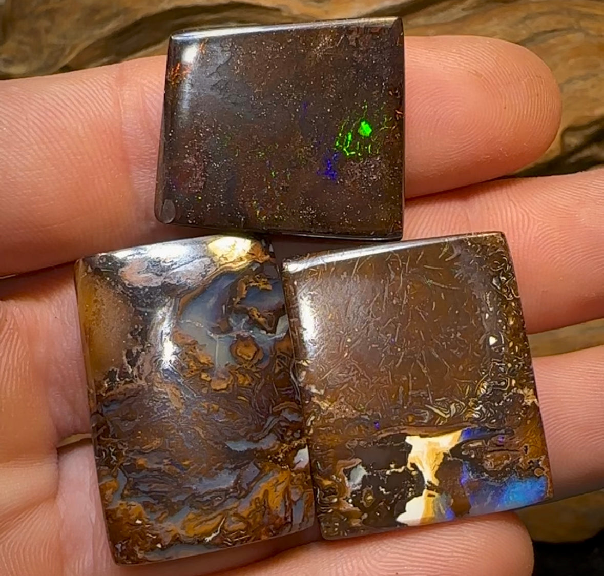 126.1cts - 3x Tribal Queensland Boulder Opal Parcel - Opal Whisperers