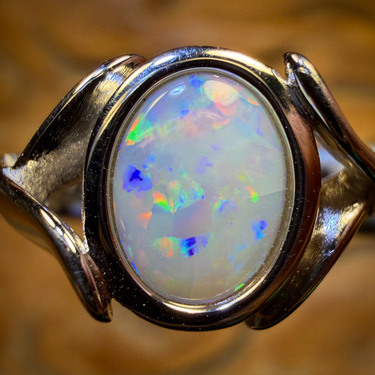 Sterling Silver - South Australian White Opal Ring