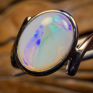 Sterling Silver - Solid South Australian Crystal Opal Ring